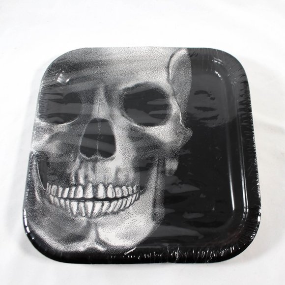 Gothic Skull Paper Plates Party Supplies Spooky Edgy - Picture 1 of 3